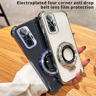 Ốp điện thoại TPU mềm trong suốt pha lê cho Xiaomi Redmi Note 10 Pro Max 4G có bảo vệ Camera Giá đỡ vòng Giá đỡ điện thoại Vỏ bọc