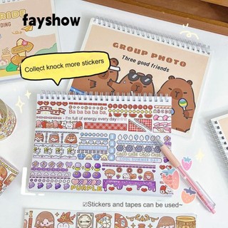 Fay Tape Holder Notebooks, Sách sưu tập băng Capybara hoạt hình có thể tái sử dụng, Sổ tay phát hành sáng tạo dễ thương Văn phòng phẩm Công cụ tài khoản tay Văn phòng học