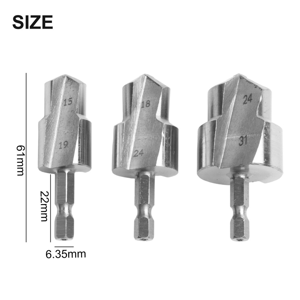 3pcs 6.35mm Hexagonal Shank Drill Bit Water Pipe Expansion Drill Punch Plumber