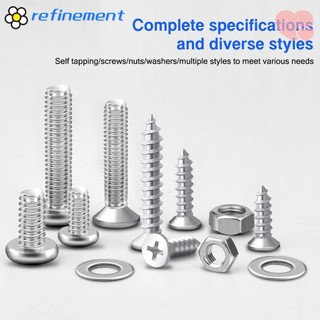 Refinement Vít Đầu chéo, M2 M2.5 M3 M4 M5 M6 Dụng cụ sửa chữa Bộ vít gia dụng, Bộ vít và đai ốc bằng thép không gỉ chất lượng cao