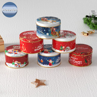 Hoeaden Giáng Sinh Ông Già Kẹo Tins Trang Trí Tròn Tinplate Hộp Quà Giáng Kẹo Bánh Quy Bao Bì Bình Hộp Kẹo Quà Tặng VN