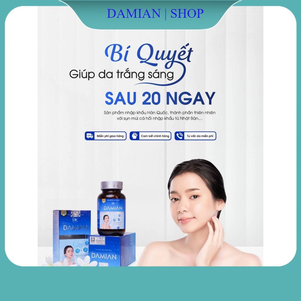 Viên uống trắng da, giảm nám, mờ thâm DAKAMI Damian Hộp 30 Viên