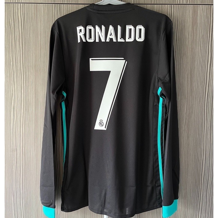 Jersey Bola Real Madrid Ronaldo Lengan Panjang Áo Bóng Đá Retro Oversize Áo Sơ Mi 17 18 Real Madrid 