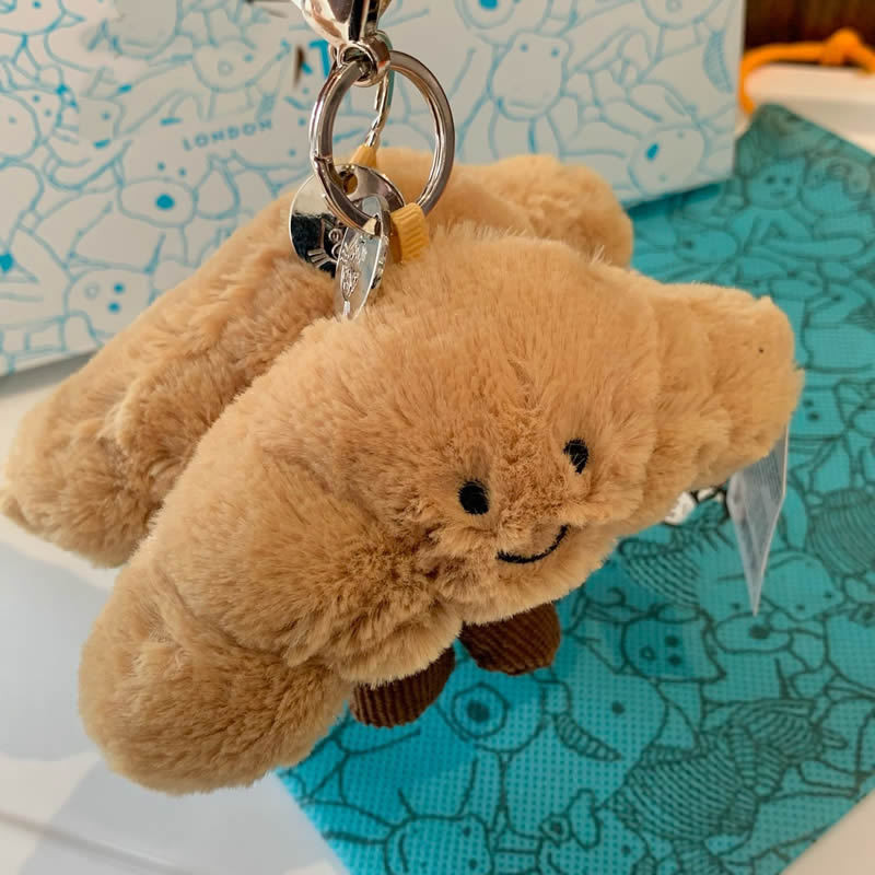 Jellycat Croissant Croissant Mặt Dây Chuyền Dễ Thương Sang Trọng Đồ Chơi Búp Bê Móc Khóa Búp Bê Cô G