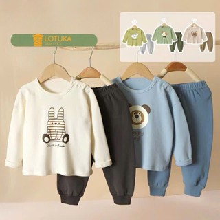  Bộ Dài Tay Hình Thú LOTUKA Chất Lót Lông Nhung Ấm Áp Cho Bé Set Bộ Thu Đông Quần Áo Trẻ Em Thu Đông Size 4-18kg 