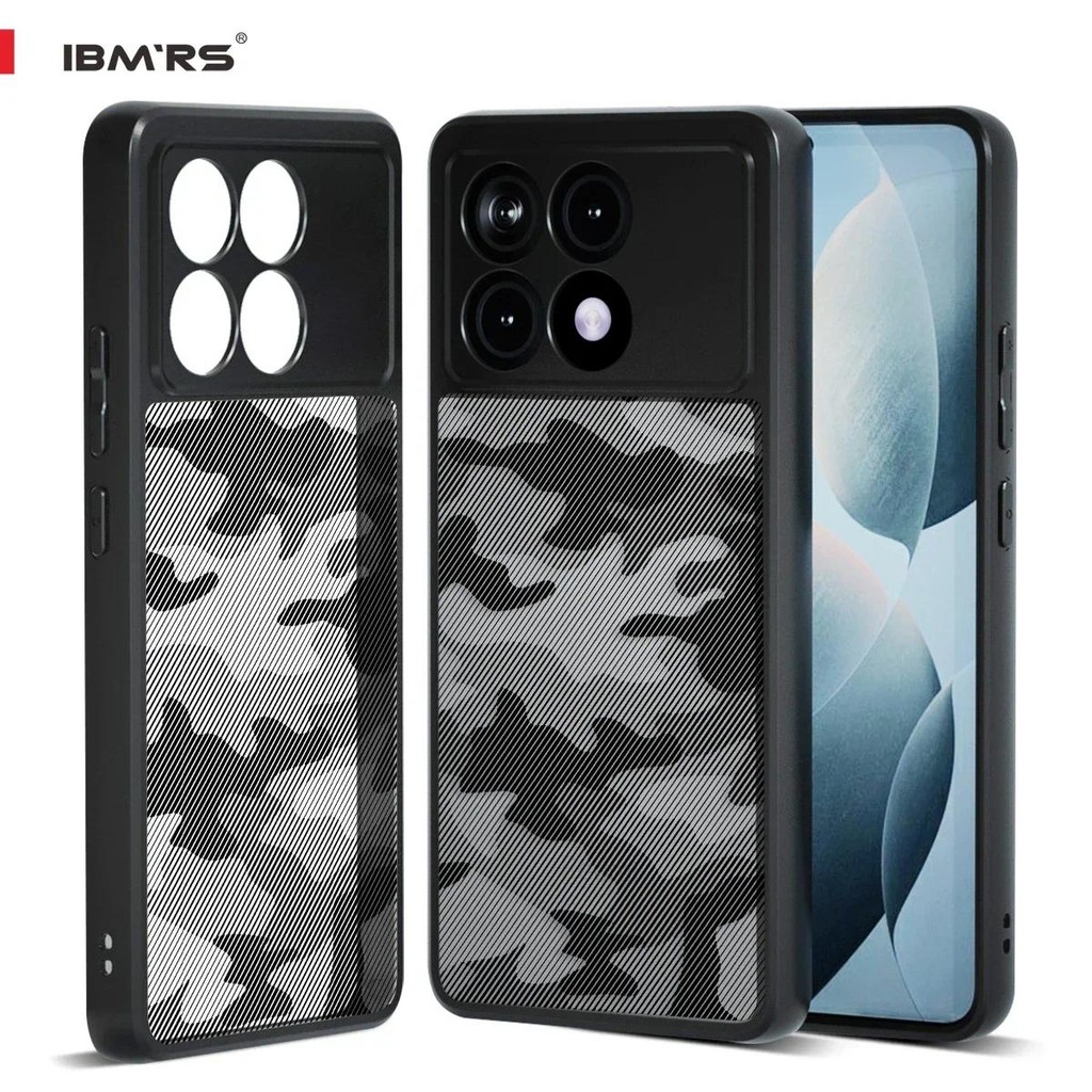 Ibmrs cho Xiaomi Redmi K70 ultra Ốp điện thoại siêu mỏng, viền nâng bảo vệ camera & màn hình- camo màu đen
