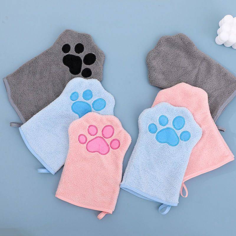 Pet Towel Glove Dog Special Quick-Drying Absorbent Cleaning Towel Cat Shower Bath Towel Pet Cartoon 