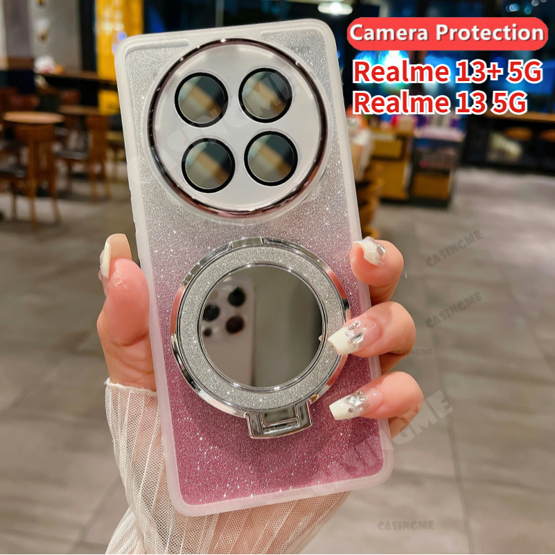 Realme 13 + 5G 2024 Gương Giá Đỡ Từ Tính Vỏ Lấp Lánh Cho Realme 13 5G Realme13 + Realmi 13 + Pro Plu