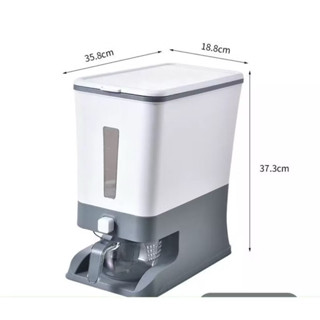 Thùng đựng gạo 10kg Hokori Việt Nhật 5338. Có cốc đong gạo. Nút bấm lấy gạo tự động