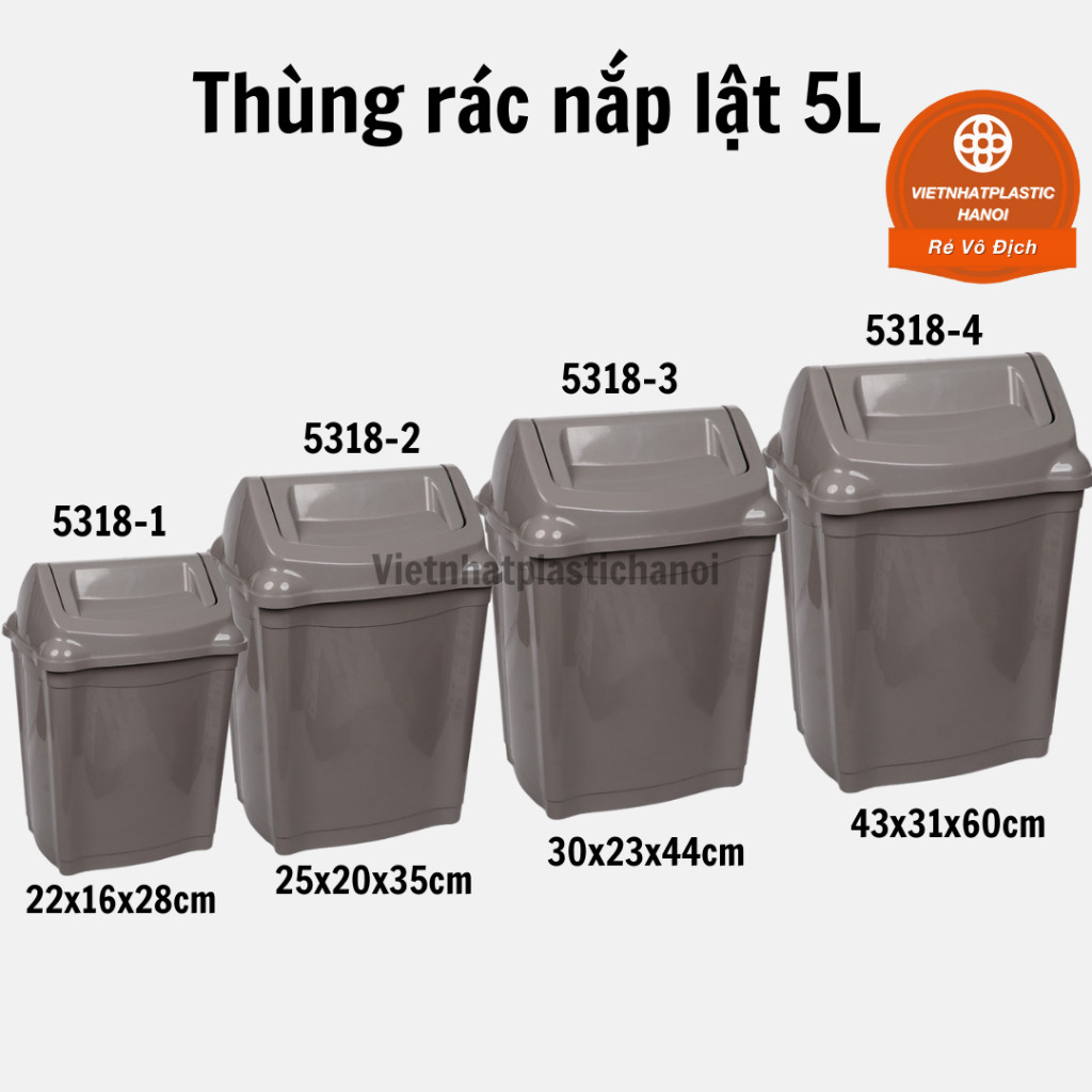 Thùng rác nhựa nắp lật đủ kích cỡ 5L/8L/15L/26L/42L- 5318  AMIZIN66
