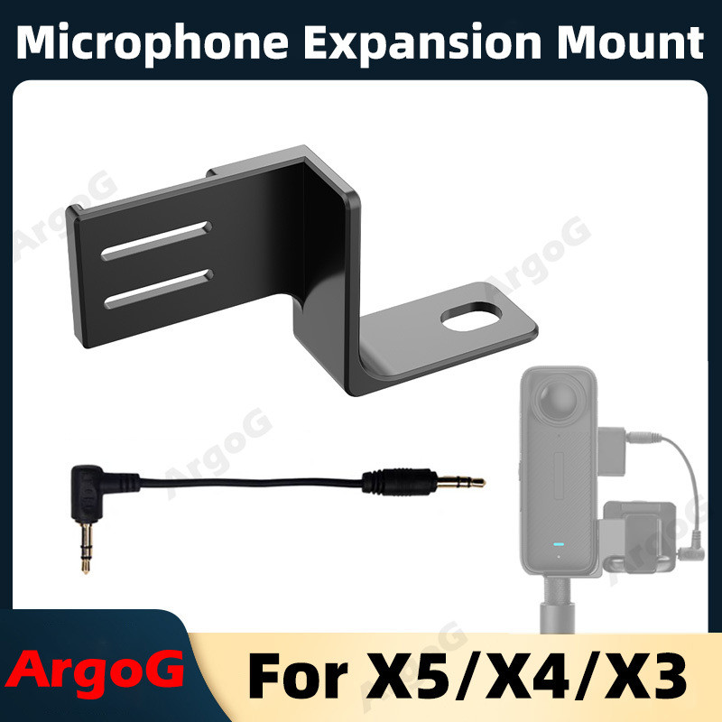 ArgoG Giá Gắn Mở Rộng Mic cho Insta360 X5/X4/X3 + Cáp Âm Thanh Phụ Kiện X5