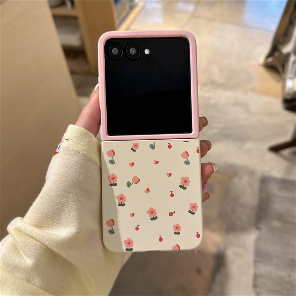 Ngọt Tươi Hoa Hàn Quốc Màu Khối Trường Hợp Với Nơ Vòng Tay Ngọc Trai Cho Motorola Razr60 Ultra Razr6