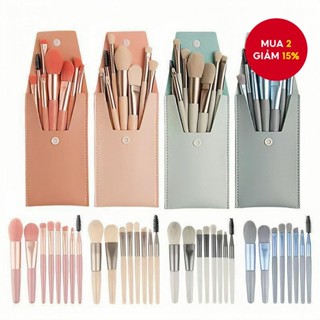 4 Màu Nhỏ 8 Cọ Trang Điểm + Da PU Túi Cọ Trang Điểm Du Lịch Ngoài Trời Bộ Mini Di Động