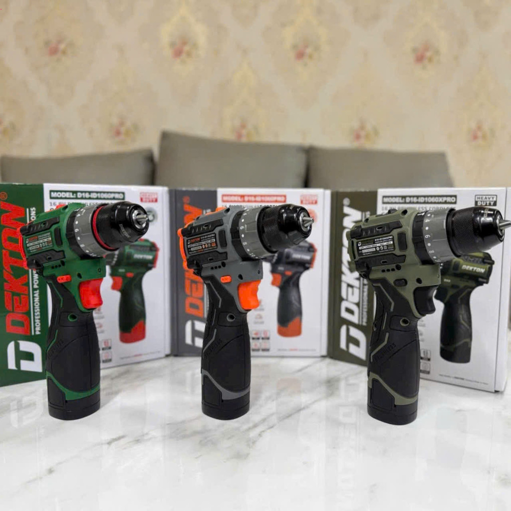 Máy khoan pin gia đình 2 chức năng Dekton D16-ID1060PRO (Màu Xanh & Màu Xám - OLIU )( chọn màu )