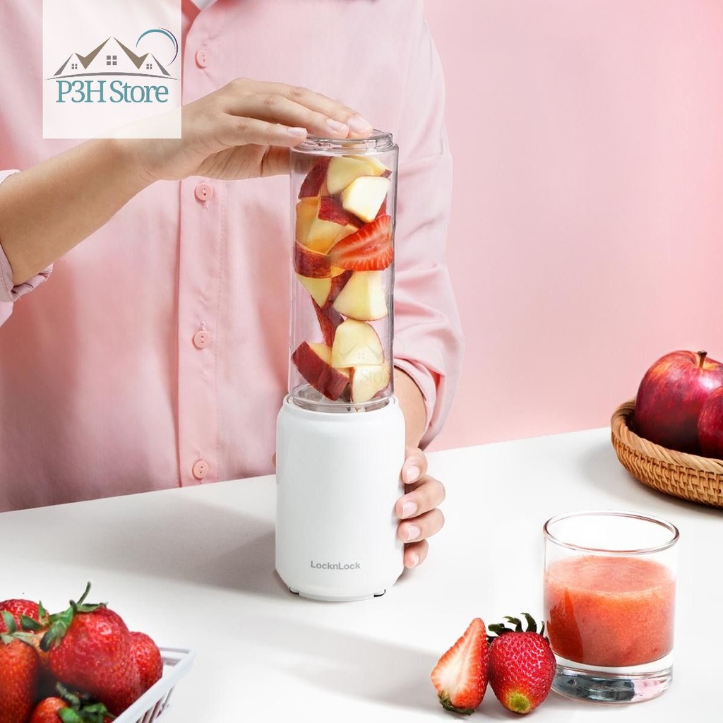 Máy Xay Sinh Tố Mini LocknLock EJM433WHT Kèm Bình 280ml Công Suất 150W màu trắng Happy Mall