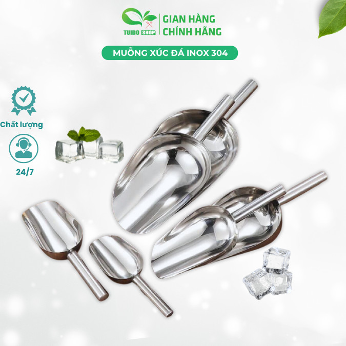 Vá Xúc Đá Inox - Muỗng Xúc Đá Inox, loại Dày Đẹp Xịn - Dụng Cụ Xúc Đá -  TUIDO SHOP