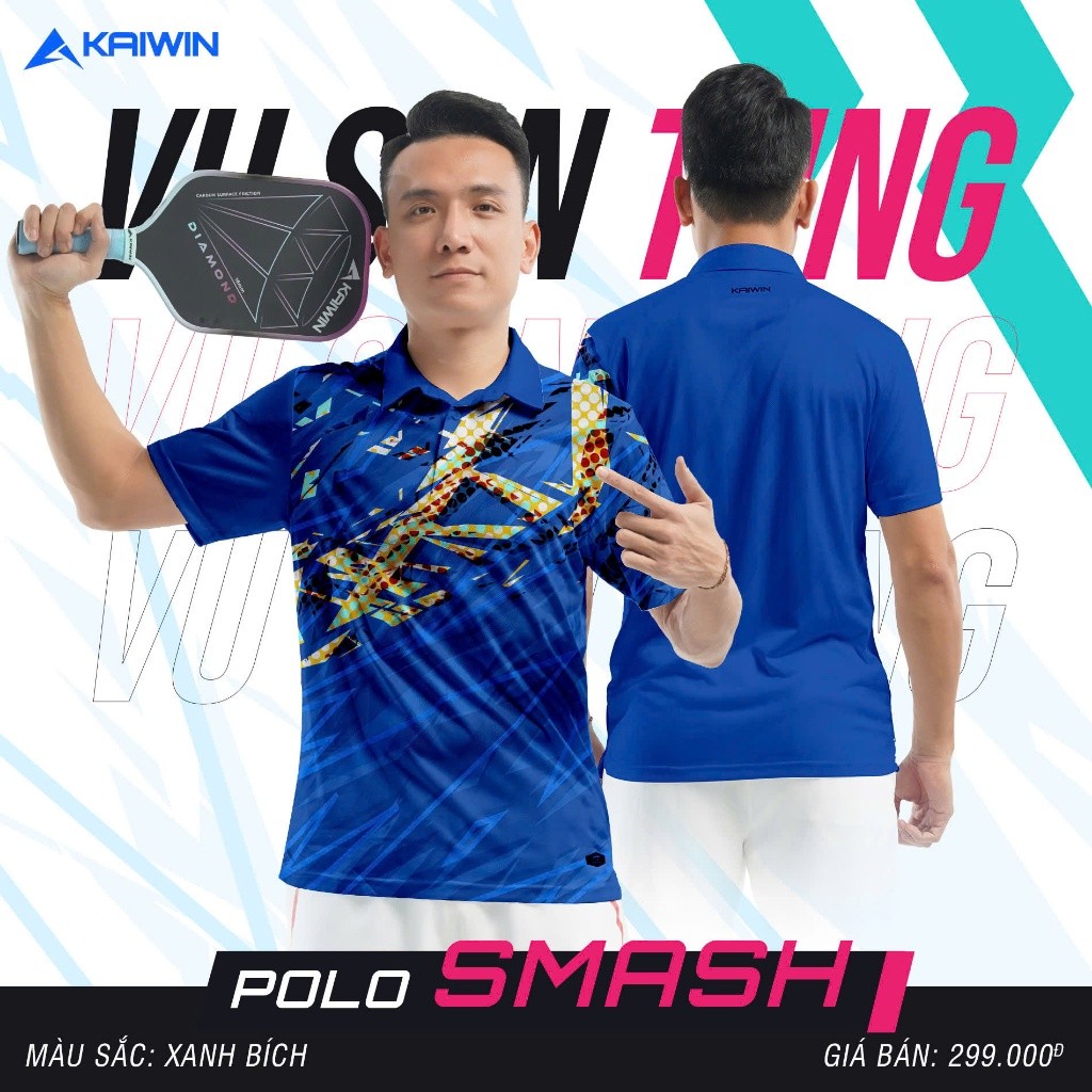 Áo Polo Kaiwin Smash Nam - Áo Tập Luyện Và Thi Đấu Pickleball Chuyên Nghiệp - Pickleball Kaiwin Chín