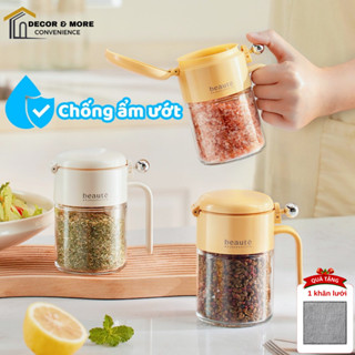 Lọ đựng gia vị thủy tinh nhà bếp dung tích 400ml chống ẩm mốc DECOR, Hộp đựng muối kèm thìa chiangăn