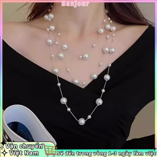 Vòng cổ đính cườm và ngọc trai nhiều lớp - Phụ kiện sang trọng cho nữ