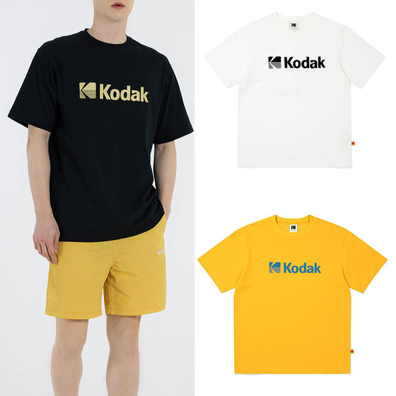 Kodak Kodak Kodak 100% Cotton Cổ Tròn Ngắn Tay Nam Nữ Cùng Phong Cách