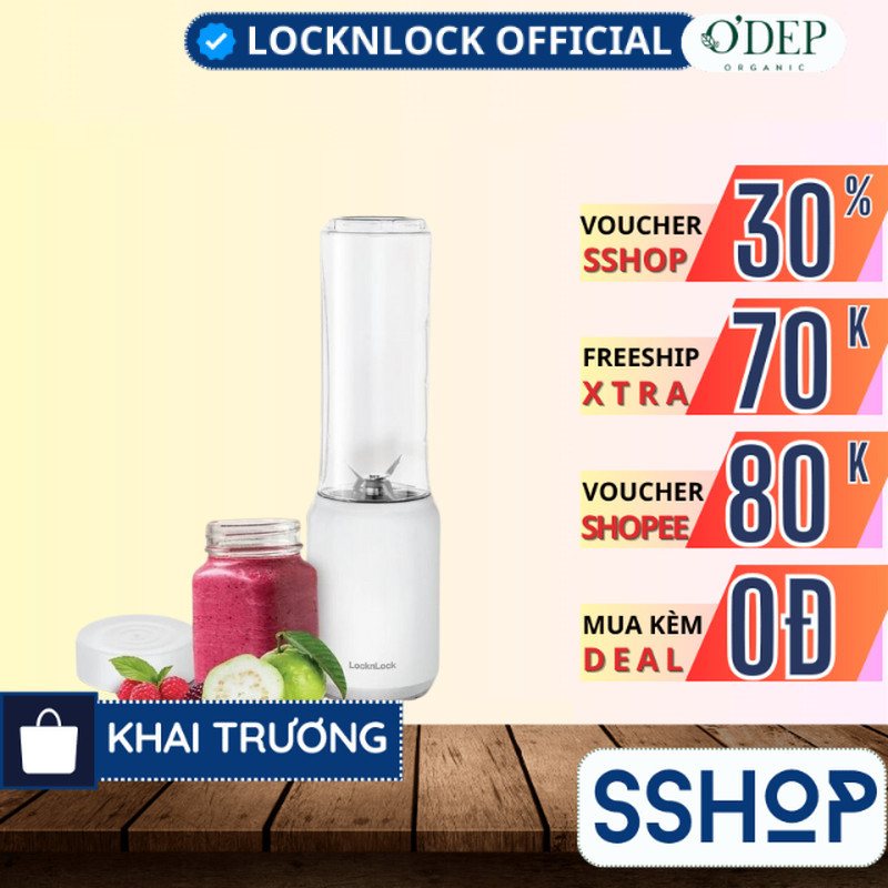 Máy xay sinh tố mini 280ml 150W Blender Locknlock  Chính hãng EJM433WHT - SSHOP SSO