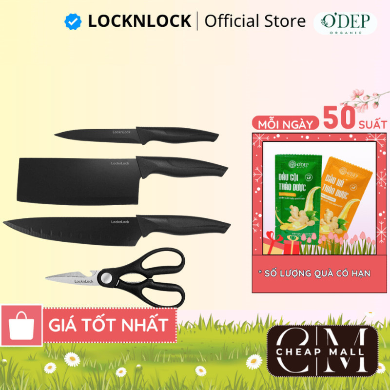 Vĩ dao nhà bếp 4 món màu đen LocknLock Chính hãng CKK106S4  - CHEAP CMO