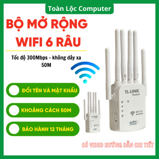 Kích sóng WiFi 6 râu tốc độ cao 300Mbs Mở rộng vùng phủ sóng Cải thiện tốc độ mạng Wifi, Có Kèm 2 cổng dây Lan