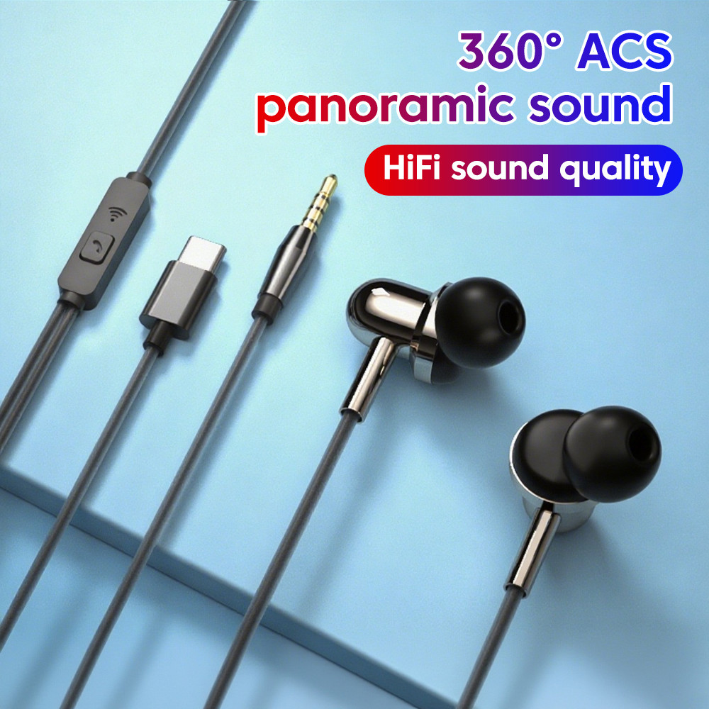 Tai nghe có dây Twitch P20 3.5MM / Type C Tai nghe Hifi Tai nghe nhét tai rảnh tay có Mic Tai nghe đ