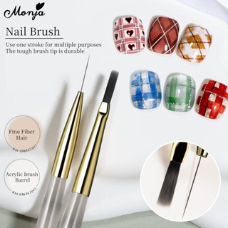 Monja 2 Chiếc Móng Tay Nghệ Thuật Bộ Kẻ Sọc Checkered Lưới Kiểm Tra Họa Tiết Lưới Mỏng Dài Lót Bàn Chải Bút Pháp Viền Nụ Cười Đường Sọc Tranh UV Gel Ba Lan Vẽ Dụng Cụ Làm Móng Tay Bút làm móng