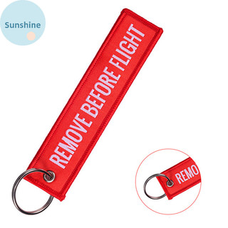 Sunshine remove before flight móc khóa móc khóa polyester thêu tin nhắn 13 * 3cm vn