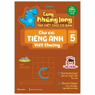 Sách - Cùng Khủng Long Tập Viết Chữ Cơ Bản - Chữ Cái Tiếng Anh Viết Thường - Quyển 5 (Sticker Bé Trai)