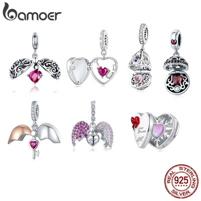 Bamoer Bạc 925 Quyến Rũ Trái Tim Tình Yêu Chuyển Đổi Mặt Dây Chuyền Cặp Đôi Phụ Kiện Quà Tặng Sinh Nhật SCC689