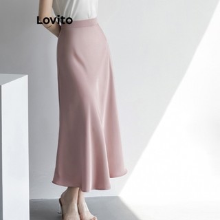 Chân váy Lovito màu trơn phong cách thanh lịch cho nữ LNE38110