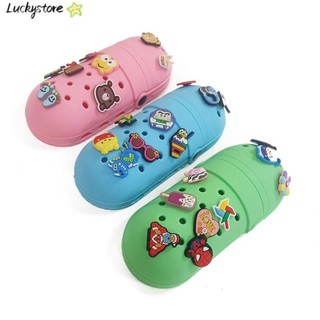 Túi đựng bút LUCKY Croc, Túi văn phòng phẩm sức chứa lớn mềm mại, Bút chì silicon đa chức năng thời trang cho trẻ em