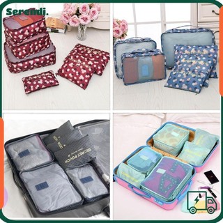 Serendi 6 Chiếc Tổ Chức Du Lịch, Bộ Túi Bảo Quản Hành Lý Chống Thấm Nước, Túi Dây Kéo Cửa Sổ Trực Quan Sáng Tạo Kích Thước Hỗn Hợp Quần Áo Túi Phân Loại Quần Áo Quần Lót