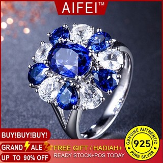 Nhẫn nữ đính đá sapphire thiết kế đẹp mắt sang trọng