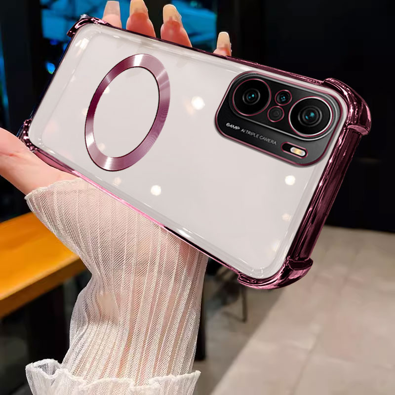 ốp lưng POCO F3 Ốp điện thoại Xiaomi POCO F3 Ốp bảo vệ trong suốt viền vàng mềm chống va chạm với vòng hút nam châm giảm xóc sjcxq