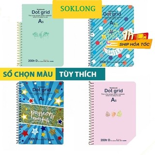 Sổ A5 lò xo đơn 200 trang Dot Grid MS 968 VPPKLONG, cuốn tập vở Klong [Chọn Màu]