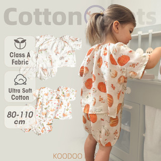 Đồ Ngủ Trẻ Em Sợi Cotton Vải Pyjama Bộ Áo Tay Ngắn Và Quần Short Mềm Mại Và Thoáng Khí 80-120cm