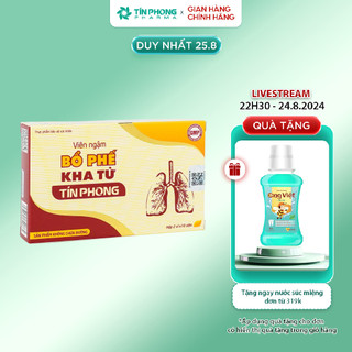 TPBVSK Viên ngậm Bổ Phế Kha Tử Tín Phong - Hỗ Trợ Giảm Ho, Hỗ Trợ Giảm Đau Rát Họng Hộp 20 Viên