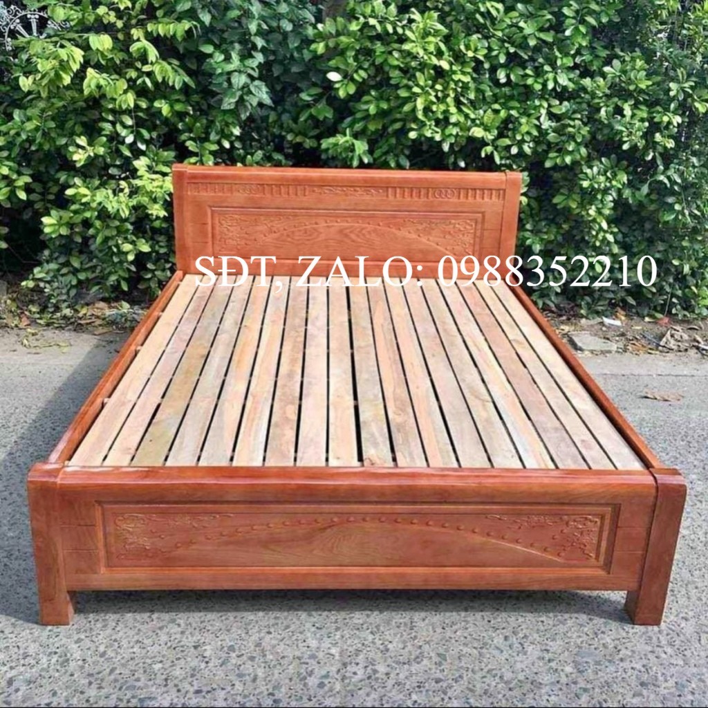 Giường gỗ sồi cao cấp gọn gàng, giường ngủ gỗ tự nhiên 1m6x2m, 1m8x2m - bh 12