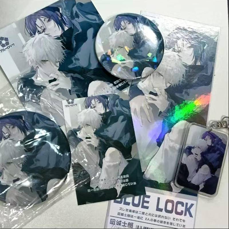 2024 Anime Khóa Xanh Túi Quà Tặng Bộ Sưu Tập Đồ Chơi Seishiro Nagi Reo Mikage Móc Khóa Laser Huy Hiệ