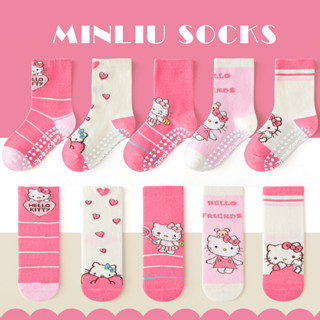   Ưu đãi đặc biệt trong thời gian có hạn  Tất sàn trẻ em hoạt hình Tất chống trượt màu hồng Tất cao su chấm chống trượt Tất bé trai bé gái Tất ống giữa cho bé Tất trẻ mới biết đi Thu đông Mèo dễ thương 