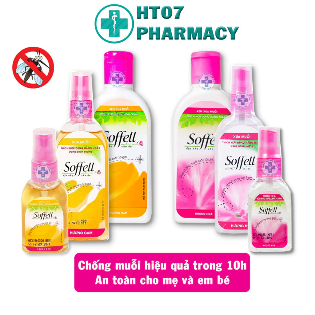 Kem và xịt chống muỗi Soffell - Hiệu quả 10h - Dung tích 30/60/80ml