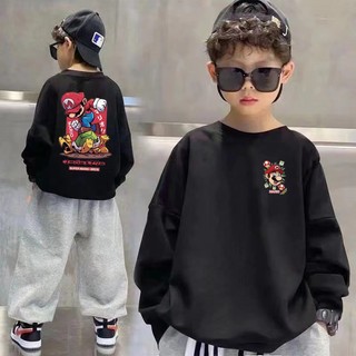 Áo Hoodie bé trai áo mặc trong mẫu mỏng xuân thu cho bé trai áo khoác in họa tiết hoạt hình trào lưu đường phố bom tấn rộng rãi cho bé trai