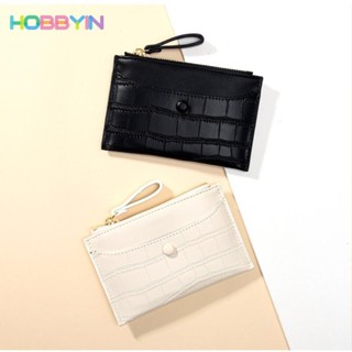  Ví ngắn Ví đựng tiền xu mỏng bằng da PU Hộp đựng thẻ dây kéo màu trơn thời trang dành cho nữ 