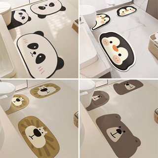 Hoạt Hình Chống Trơn Trượt Miếng Lót Vệ Sinh Gấu Trúc Dễ Thương Họa Tiết Thảm Trải Sàn Nhà Vệ Sinh Hình Chữ U Đơn Giản Thảm Trải Sàn Đồ Dùng Gia Đình