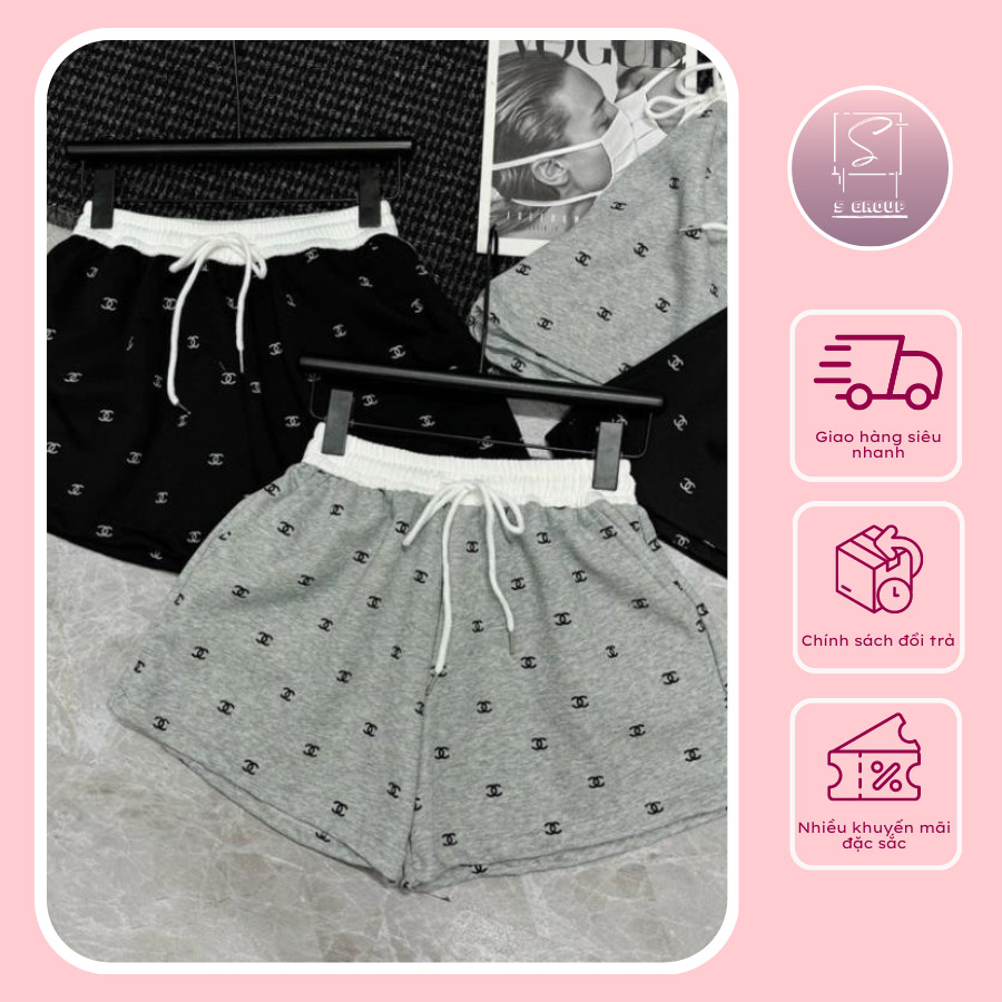 Quần Short Cotton Nữ Lưng Chun Chữ X Tôn Dáng Họa Tiết Xinh Xắn - Sakura_Store_1188
