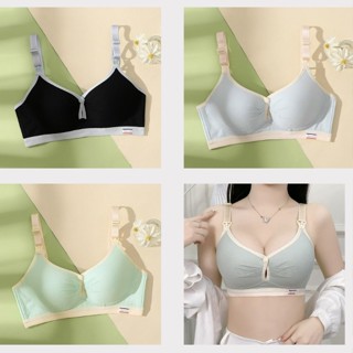 Áo Ngực Lót Bầu Và Cho Con Bú Không Gọng Vải Cotton Có Cúc Bấm Mở Ngang Chống Chảy Sệ