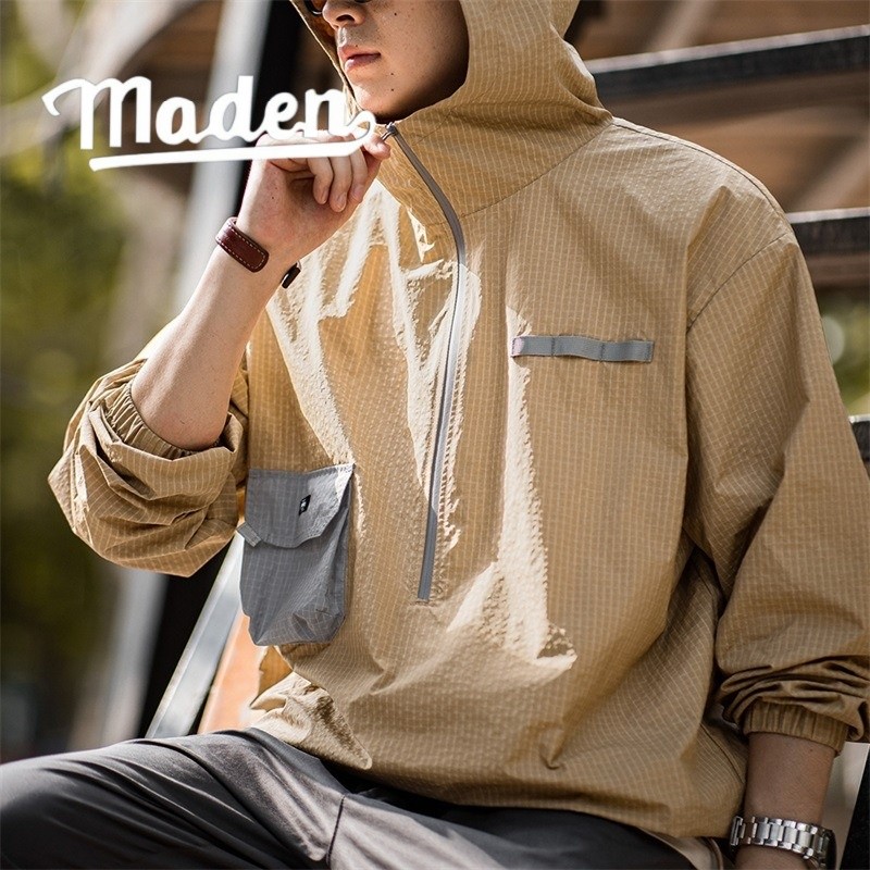 Áo nỉ MADEN nửa zipper có mũ, phù hợp mùa thu